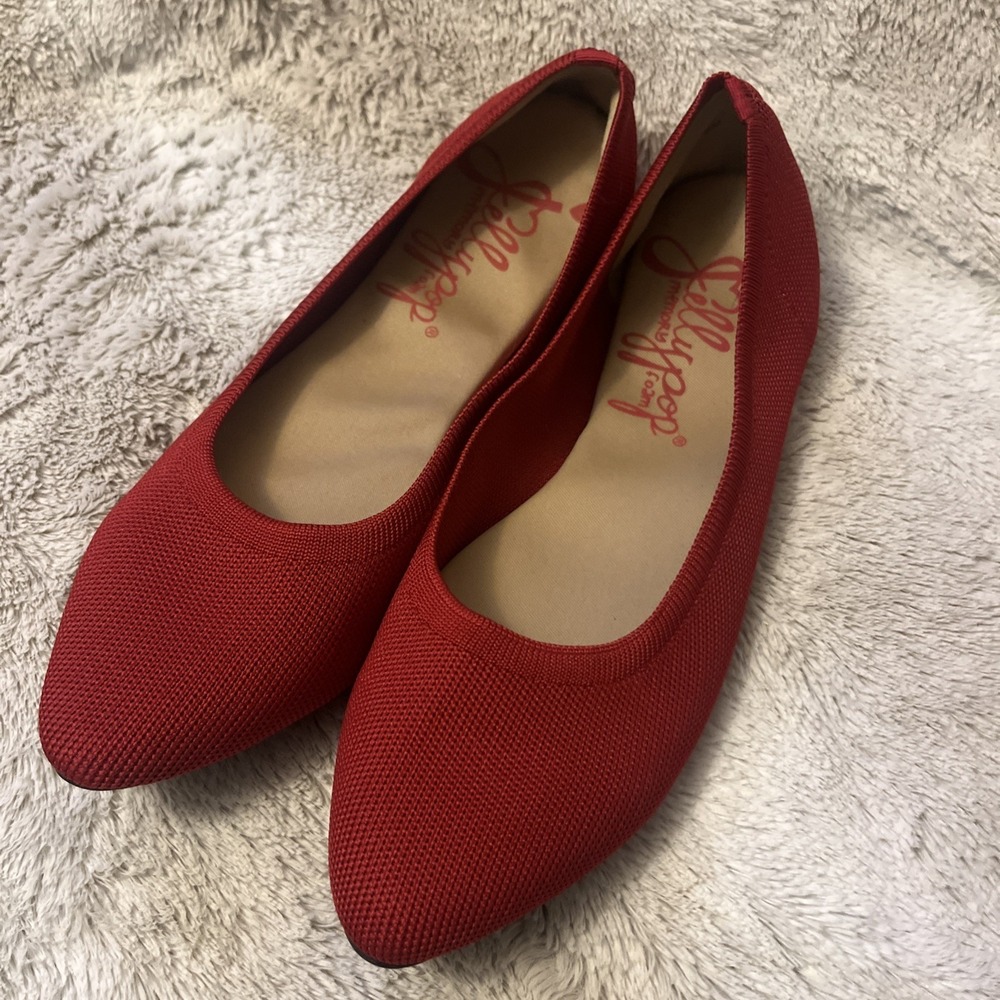 Jellypop Red Champs Slip On Ballet Flats Memory Foam Women's Size 8.5M